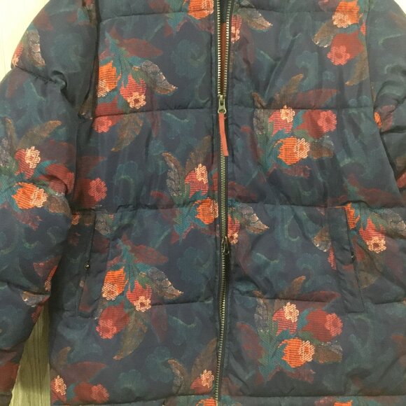 Sundance Kimmy Blue Floral Polyester Fiberfill Double Zip Puffer Jacket Small - Picture 5 of 9